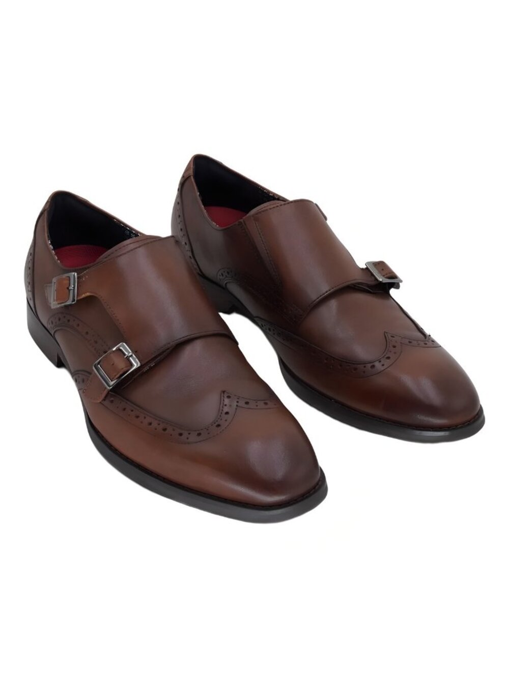 Stacy Adams Karson Wingtip Double-Monk Dress Shoes Cognac Brown Sz US 10 EU 43